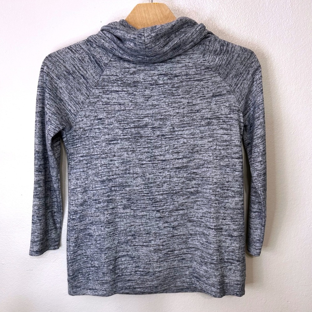Soft Surroundings Women's L Blue Space Dye Cowl Neck Pullover Top Gorpcore Gym - Picture 5 of 8